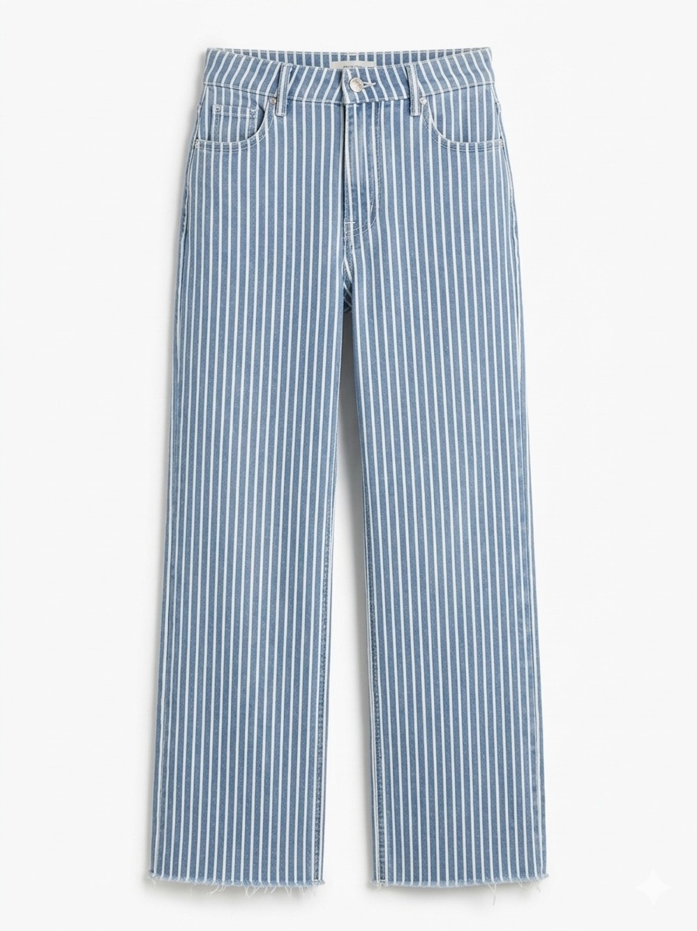Striped Light Blue Womens Straight-Leg Jeans
